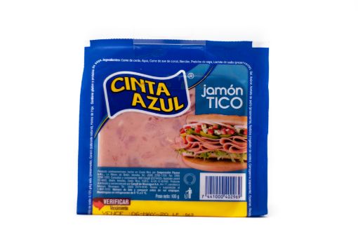 Imagen de JAMON CINTA AZUL COCIDO TICO DE CERDO 100 G