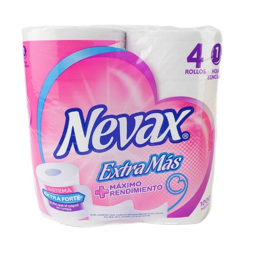 Imagen de PAPEL HIGIENICO NEVAX REGULAR EXTRA MAS 1000 HOJAS SENCILLAS 4 UND