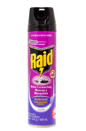 Imagen de INSECTICIDA RAID MATA CUCARACHAS MOSCAS Y MOSQUITOS ACCION TOTAL 400 ML