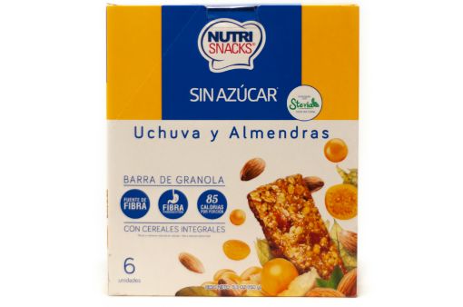 Imagen de BARRA DE GRANOLA NUTRI SNACKS SIN AZUCAR UCHUVA Y ALMENDRAS 6 UND 150 G