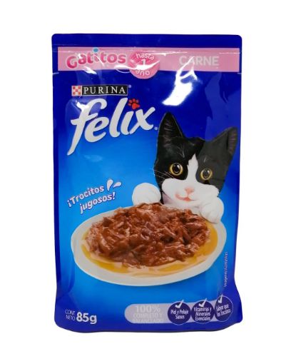 Imagen de ALIMENTO HÚMEDO FELIX GATITOS CARNE 85 G