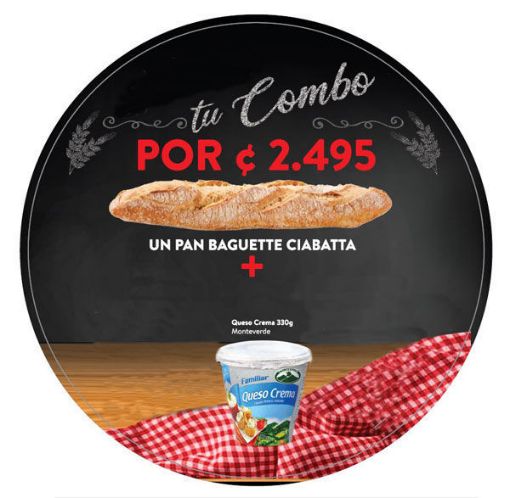 Imagen de OFERTA PAN CIABATTA 1 UND+QUESO CREMA NO ESPECIFICADA MONTEVERDE TAZA 330 G PRECIO ESPECIAL 