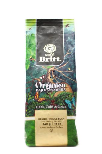 Imagen de CAFÉ BRITT ORGÁNICO BAJO SOMBRA EN GRANO 300 G