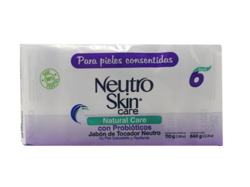 Imagen de JABÓN DE TOCADOR NEUTRO SKIN NATURAL CARE & PROBIÓTICOS 6 UND 660 g 