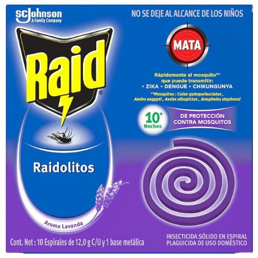 Imagen de REPELENTE RAID DE INSECTOS EN ESPIRAL RAIDOLITOS AROMA LAVANDA 10 und 