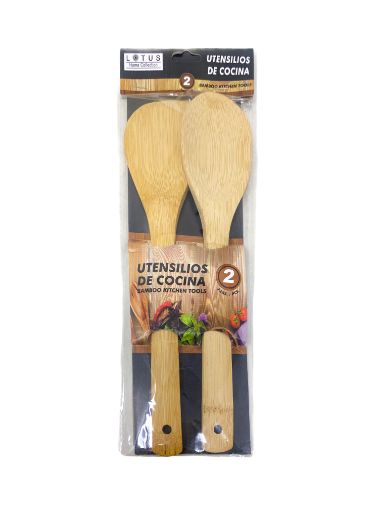 Imagen de SET DE CUCHARAS LOTUS DE BAMBÚ 2 PIEZAS #82680 2.00 UND