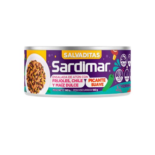 Imagen de ATÚN SARDIMAR SALVADITAS FRIJOLES,CHILE Y MAÍZ DULCE 140 ML