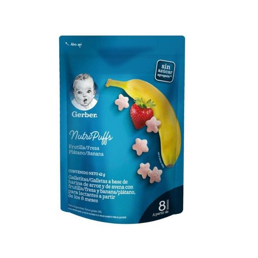 Imagen de GALLETAS GERBER PUFFS DE ARROZ CON FRESA & BANANO 42 G