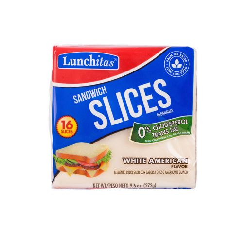 Imagen de QUESO AMERICANO BLANCO LUNCHITAS REBANADO 16 UND 272 g 