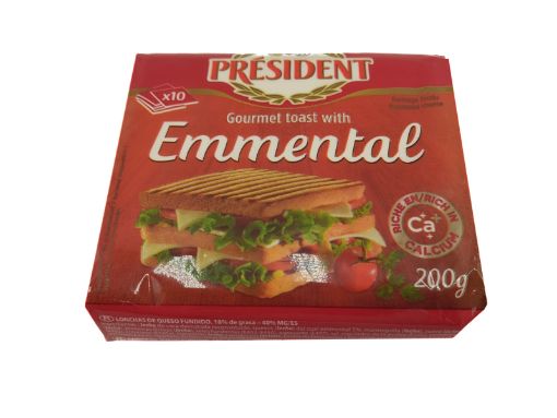 Imagen de QUESO EMMENTAL PRESIDENT REBANADO10 UND 200 G 