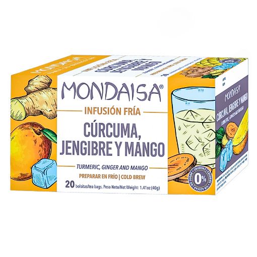 Imagen de TÉ MONDAISA CÚRCUMA, JENGIBRE Y MANGO 20 UND 40 G