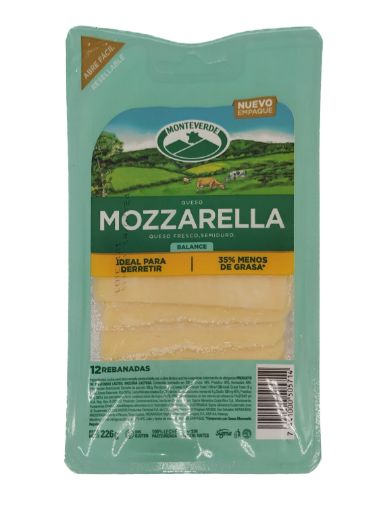 Imagen de QUESO MONTEVERDE MOZARRELLA REBANADO 226 G