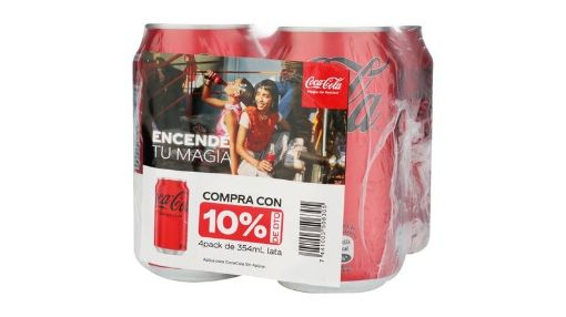 Imagen de OFERTA COCA COLA 1416 ML- 4 UND REFRESCO GASEOSO SIN AZUCAR  354 ML  