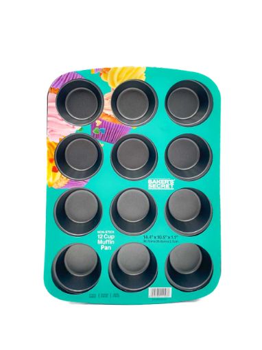 Imagen de MOLDE BAKERS SECRET PARA CUPCAKES METALICO 36.7X26.6 CM #BS10213 1 UND