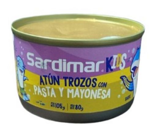 Imagen de ATÚN SARDIMAR KIDS LOMO EN TROZOS CON PASTA Y MAYONESA  80.00 G