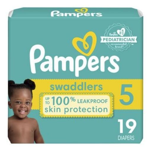 Imagen de PAÑAL PAMPERS SWADDLERS DESECHABLE ETAPA 5 19 UND