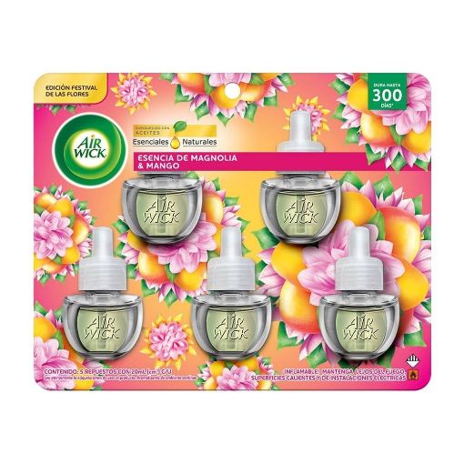 Imagen de REPUESTO AROMATIZANTE AIR WICK ESENCIA DE MAGNOLIA & MANGO 5 UND 100 ML