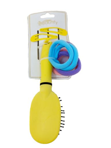 Imagen de SET PARA CABELLO BEAUTIFY 9 UND - CEPILLO 1 UND+COLAS ELÁSTICAS 6 UND+PRENSAS 2 UND 