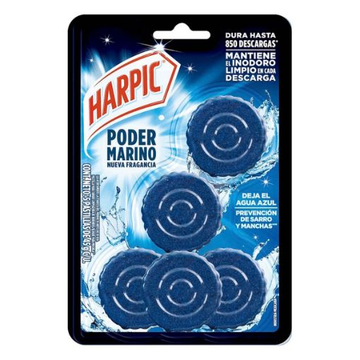 Imagen de PASTILLA SANITARIA HARPIC AZUL PODER MARINO 5 UND 225.00 G