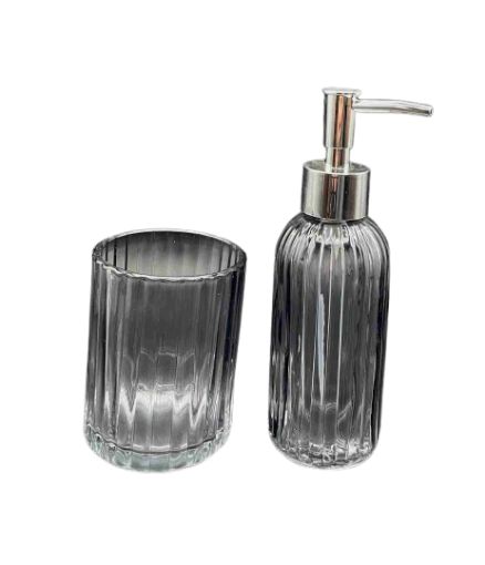 Imagen de DISPENSADOR HOME LIVING DOBLE PARA JABÓN LIQUIDO DE VIDRIO COLORES SURTIDOS 1.00 UND