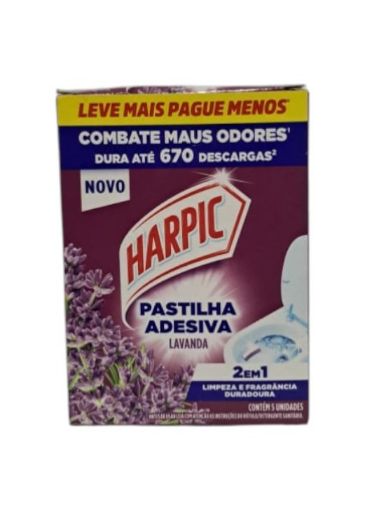 Imagen de PASTILLA ADHESIVA HARPIC LAVANDA LIMPIEZA Y FRAGANCIA 5 UND 