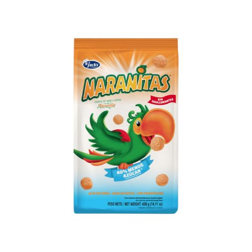Imagen de CEREAL AZUCARADO JACK'S NARANITAS SABOR NARANJA BOLSA  400.00 G