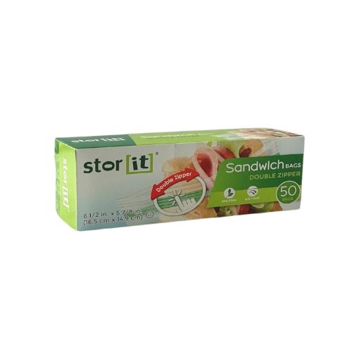 Imagen de BOLSA PLÁSTICA PARA SANDWICH STORIT DOBLE CIERRE 16,5 X 14.9 CM 50 UND #006-413693 1 UND